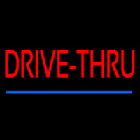 Red Drive Thru Blue Line Neon Sign