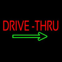 Red Drive Thru With Green Arrow Neon Sign