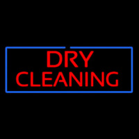 Red Dry Cleaning Blue Border Neon Sign