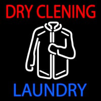 Red Dry Cleaning With Shirt Logo Neon Sign