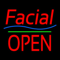 Red Facial Block Open Neon Sign