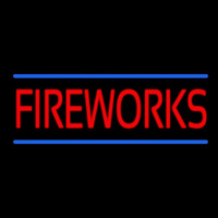 Red Fireworks Blue Lines Neon Sign