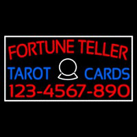 Red Fortune Teller Blue Tarot Cards With Phone Number Neon Sign