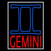 Red Gemini White Border Neon Sign