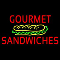 Red Gourmet Sandwiches Neon Sign