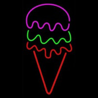 Red Green Ice Cream Cone Neon Sign