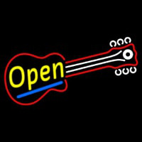 Red Guitar Yellow Open Neon Sign