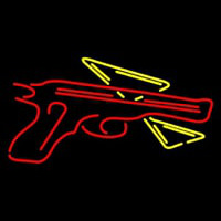 Red Gun With Pizza Neon Sign