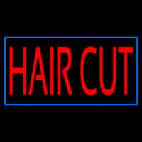 Red Hair Cut With Blue Border Neon Sign