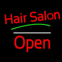 Red Hair Salon Open White Line Neon Sign
