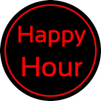 Red Happy Hour Neon Sign