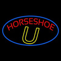 Red Horseshoe Blue Border Neon Sign