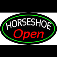 Red Horseshoe Open Neon Sign