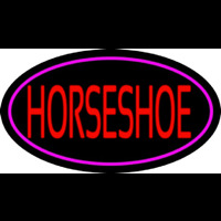 Red Horseshoe With Border Neon Sign