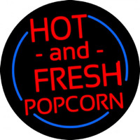 Red Hot And Fresh Popcorn With Border Neon Sign