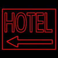 Red Hotel With Arrow Neon Sign
