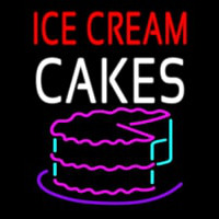 Red Ice Cream Cakes Logo Neon Sign