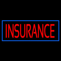 Red Insurance Blue Border Neon Sign