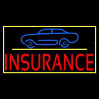 Red Insurance Car Logo With Yellow Border Neon Sign