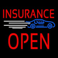 Red Insurance Open Block Car Logo Neon Sign