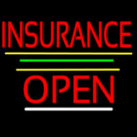 Red Insurance Open Yellow Line Neon Sign