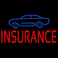 Red Insurance With Blue Car Neon Sign