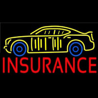 Red Insurance Yellow Car Logo Neon Sign