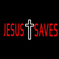 Red Jesus Saves Neon Sign