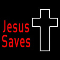 Red Jesus Saves With Cross Neon Sign