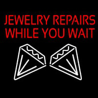 Red Jewelry Repairs While You Wait Logo Neon Sign