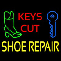 Red Keys Cut Yellow Shoe Repair Neon Sign