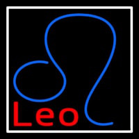 Red Leo Zodiac White Border Neon Sign