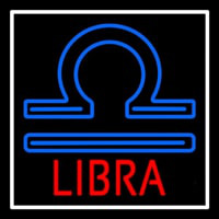 Red Libra Blue Zodiac White Border Neon Sign