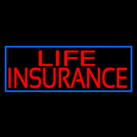 Red Life Insurance Blue Border Neon Sign