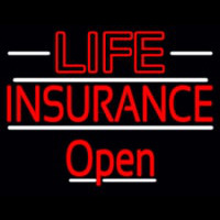 Red Life Insurance Open Neon Sign