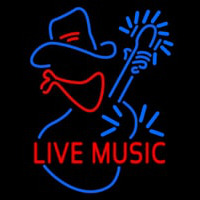 Red Live Music With Logo Block Neon Sign