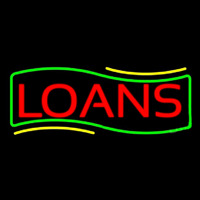 Red Loans Green Border Neon Sign