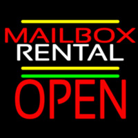 Red Mailbo  Blue Rental Open 1 Neon Sign