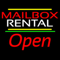 Red Mailbo  Blue Rental Open 2 Neon Sign