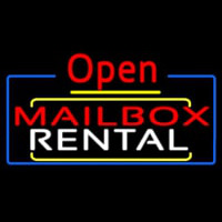 Red Mailbo  Blue Rental Open 4 Neon Sign