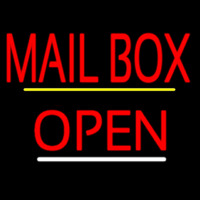 Red Mailbo  Open Yellow Line Neon Sign