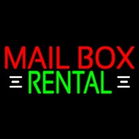 Red Mailbo  Rental With White Line Neon Sign
