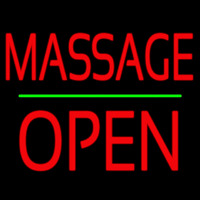 Red Massage Block Open Neon Sign