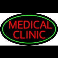 Red Medical Clinic Oval Green Neon Sign