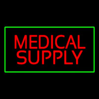 Red Medical Supply Green Border Neon Sign