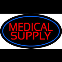 Red Medical Supply Oval Blue Neon Sign