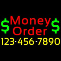 Red Money Order With Phone Number Neon Sign