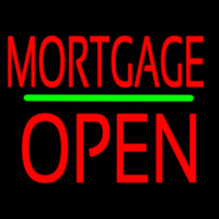 Red Mortgage Block Open Green Line Neon Sign