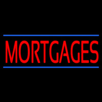 Red Mortgages Blue Lines Neon Sign