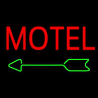 Red Motel With Green Arrow Neon Sign